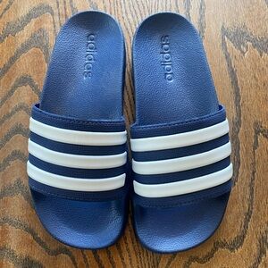 Adidas Kids Navy and White Slide Sandals